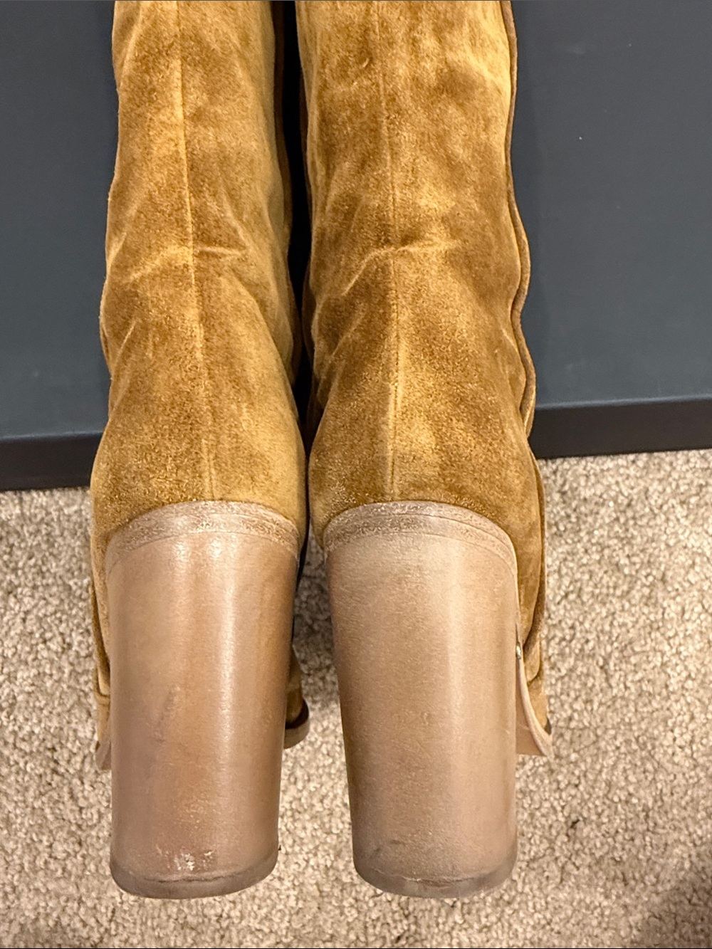 Laurence Dacade Camel Suede Over The Knee Boots EU 37 Stretch Back Basette style - Picture 6 of 9
